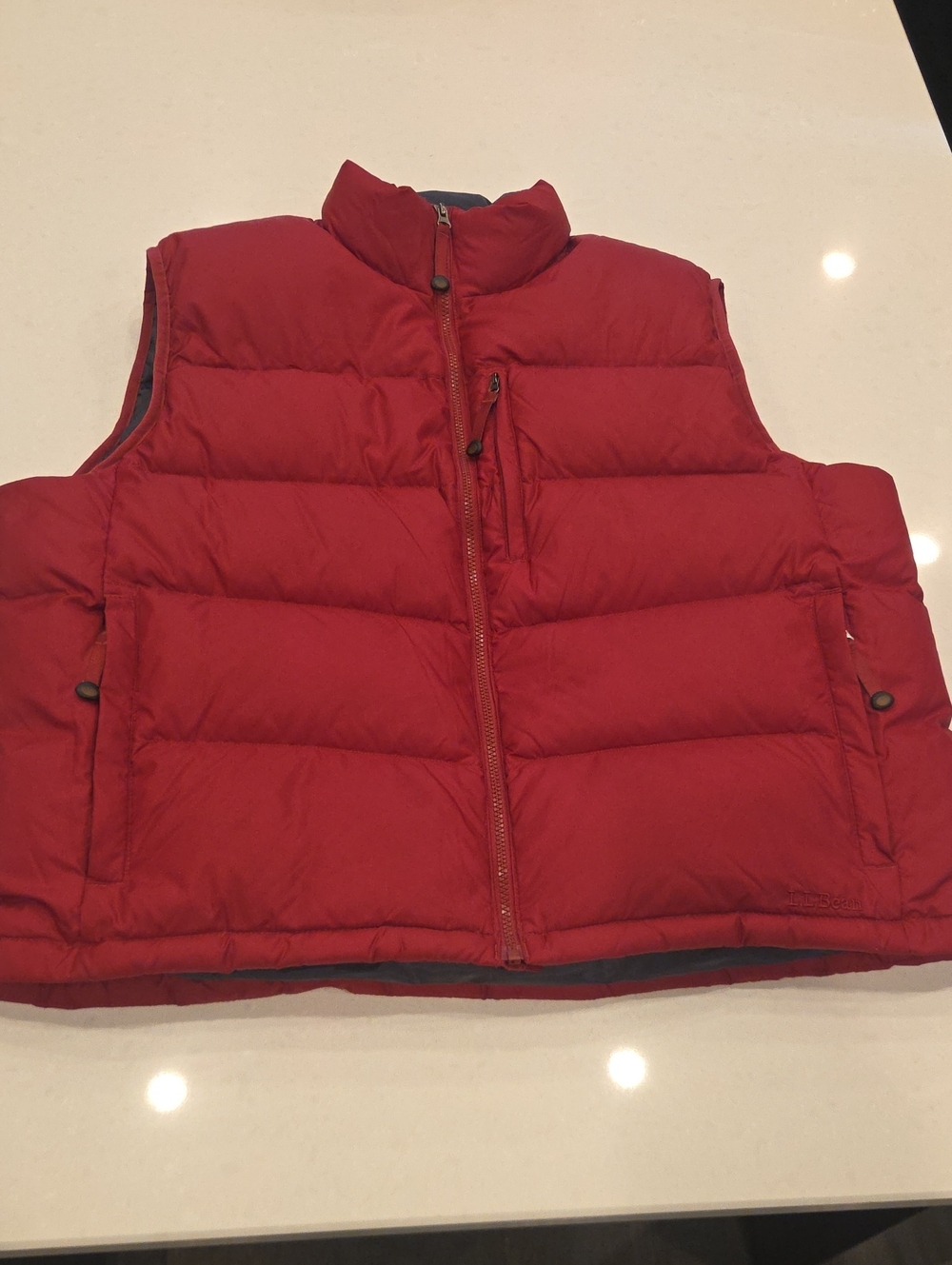 L.L. Bean Red Quilted Down Puffer Vest
